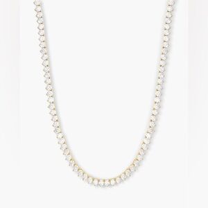 Melinda Maria Mama Not Your Basic 18” Tennis Necklace in Gold/White Diamondettes